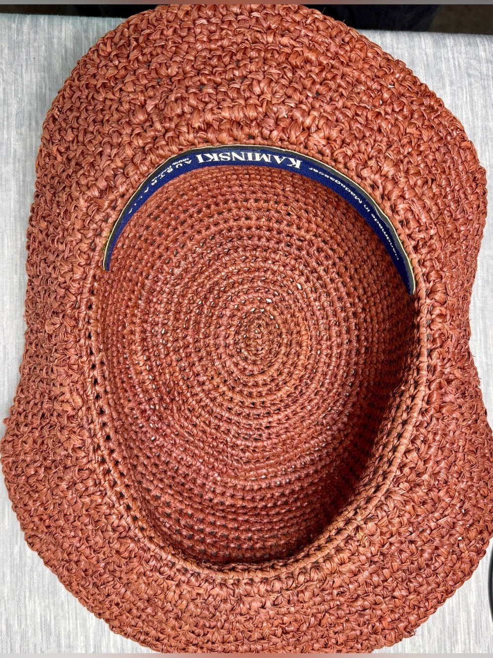 Kaminski Australia Wide Brim Raffia Sun Hat | Terracotta | Boho Beach Coastal - Picture 5 of 9